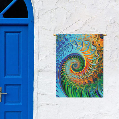 Trippy Fractal Print Garden Flag