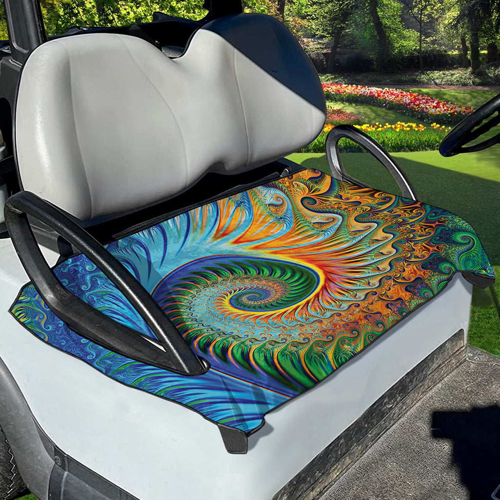 Trippy Fractal Print Golf Cart Seat Cover