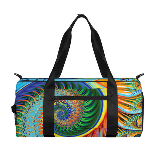 Trippy Fractal Print Gym Bag