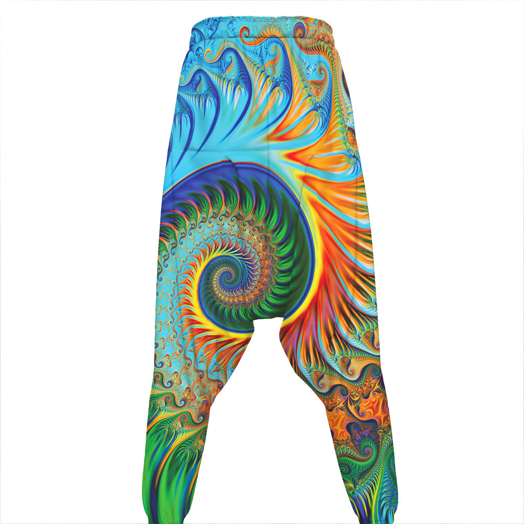 Trippy Fractal Print Hammer Pants