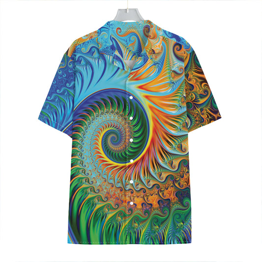 Trippy Fractal Print Hawaiian Shirt