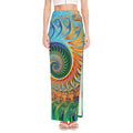 Trippy Fractal Print High Slit Maxi Skirt