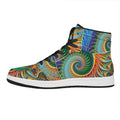 Trippy Fractal Print High Top Leather Sneakers