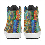 Trippy Fractal Print High Top Leather Sneakers