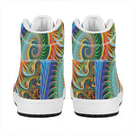 Trippy Fractal Print High Top Leather Sneakers