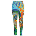 Trippy Fractal Print High-Waisted Pocket Leggings