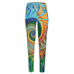 Trippy Fractal Print High-Waisted Pocket Leggings