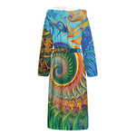 Trippy Fractal Print Hooded Bathrobe