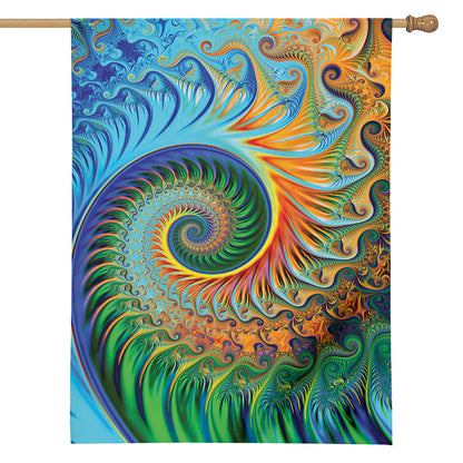 Trippy Fractal Print House Flag