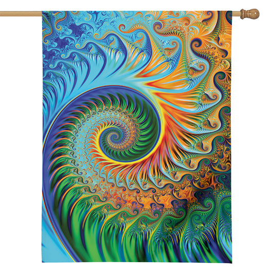 Trippy Fractal Print House Flag