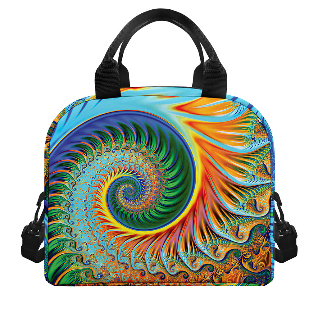 Trippy Fractal Print Insulated Lunch Bag