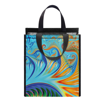 Trippy Fractal Print Insulated Lunch Tote