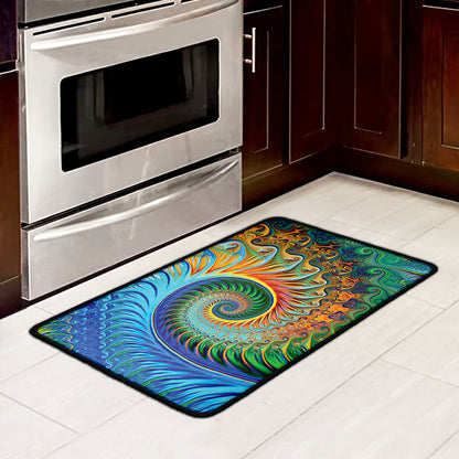 Trippy Fractal Print Kitchen Mat