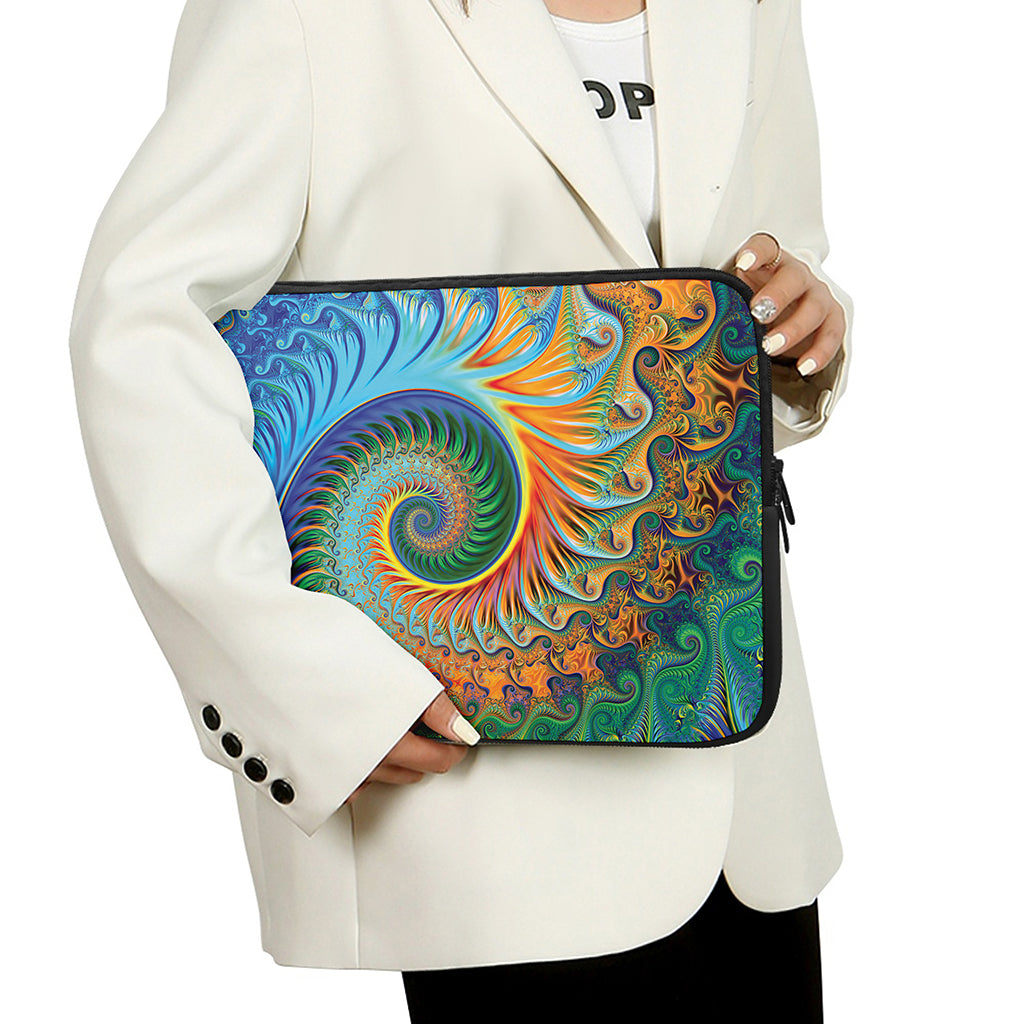Trippy Fractal Print Laptop Sleeve