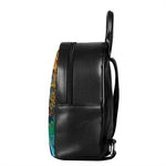 Trippy Fractal Print Leather Backpack
