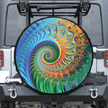 Trippy Fractal Print Leather Spare Tire Cover