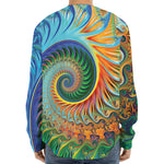 Trippy Fractal Print Long Sleeve Baseball Jersey