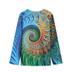 Trippy Fractal Print Long Sleeve Short Coat