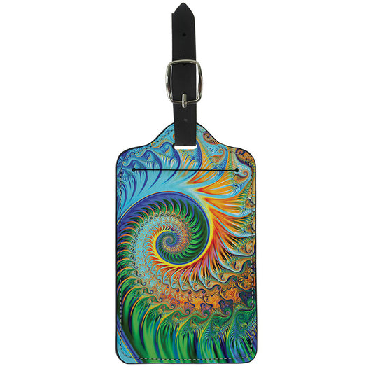 Trippy Fractal Print Luggage Tag
