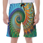 Trippy Fractal Print Men's Beach Shorts