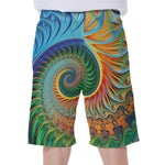 Trippy Fractal Print Men's Beach Shorts