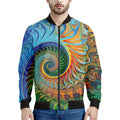 Trippy Fractal Print Men's Bomber Jacket