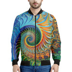 Trippy Fractal Print Men's Bomber Jacket