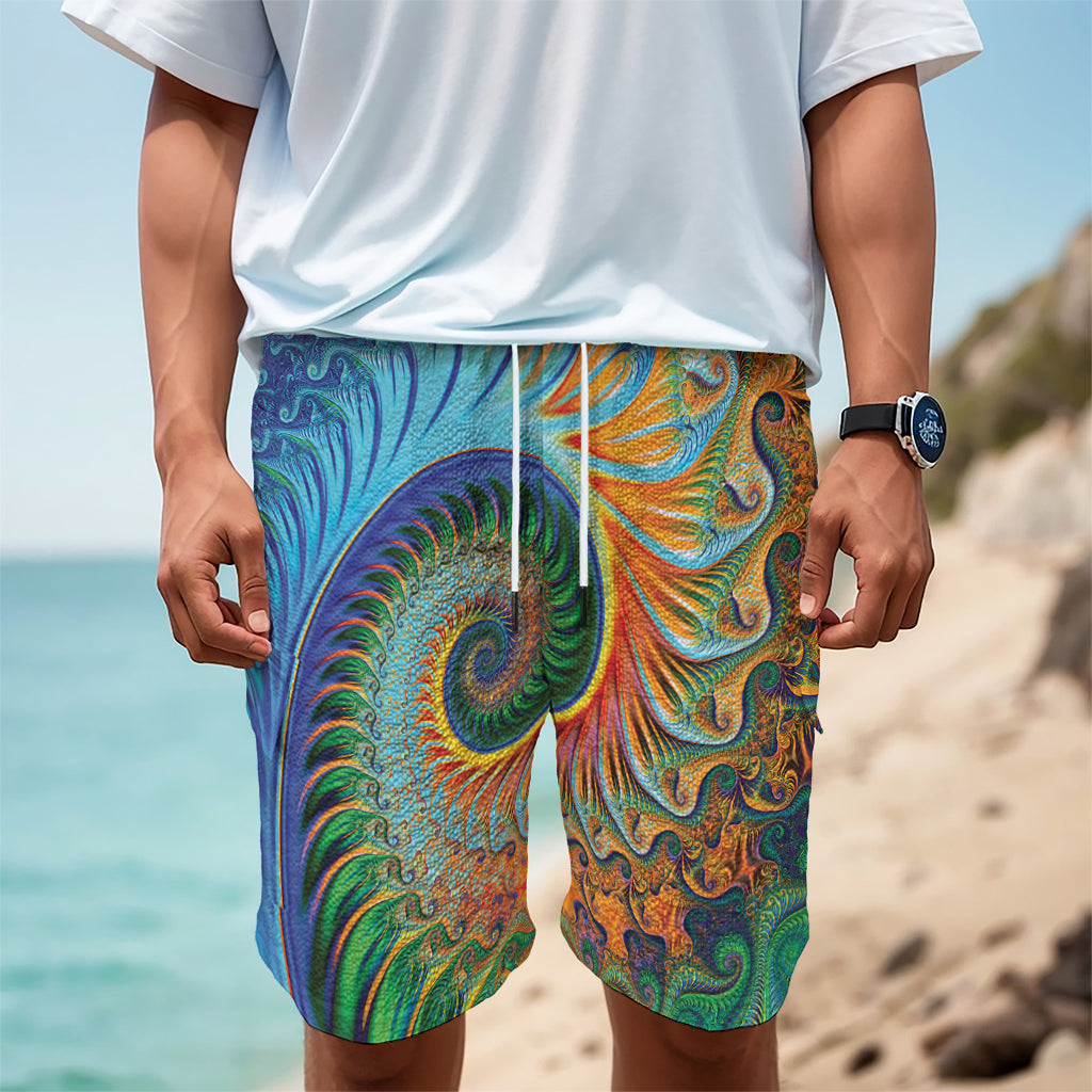 Trippy Fractal Print Men's Cargo Shorts