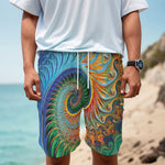 Trippy Fractal Print Men's Cargo Shorts