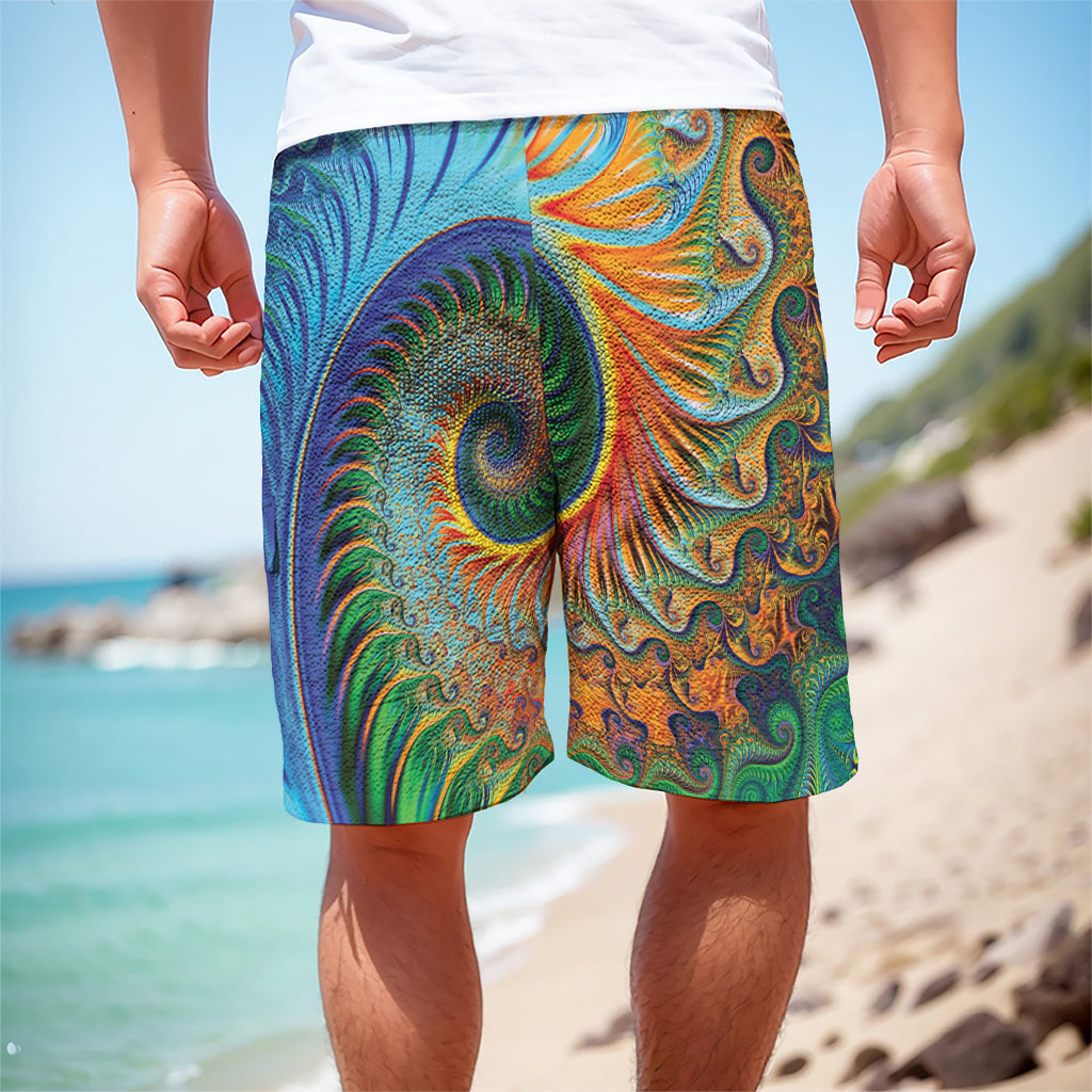 Trippy Fractal Print Men's Cargo Shorts