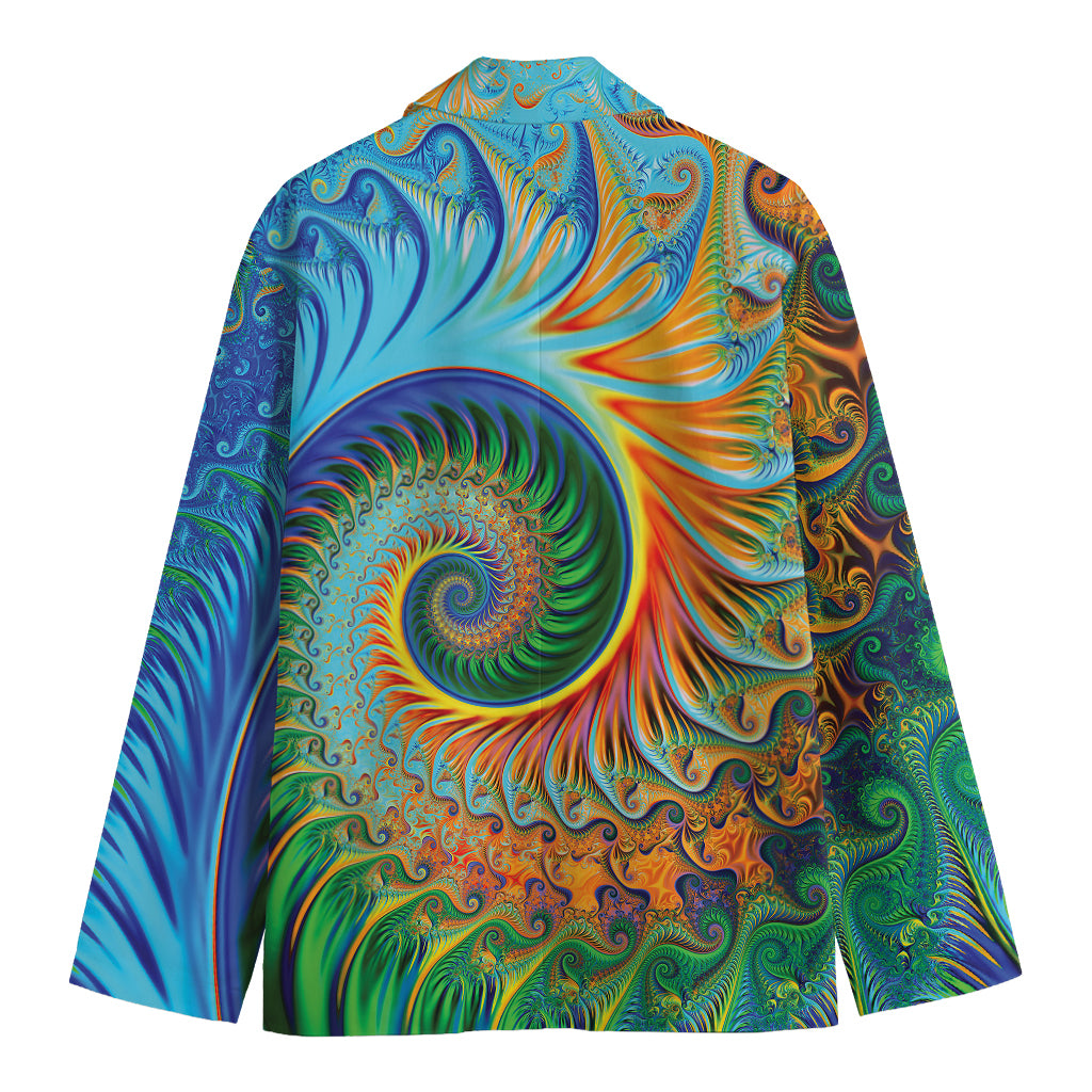 Trippy Fractal Print Men's Cotton Blazer