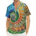Trippy Fractal Print Men's Deep V-Neck Shirt