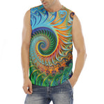 Trippy Fractal Print Men's Fitness Tank Top