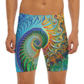 Trippy Fractal Print Men's Long Boxer Briefs