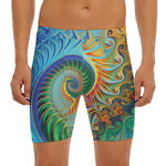Trippy Fractal Print Men's Long Boxer Briefs