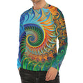 Trippy Fractal Print Men's Long Sleeve Rash Guard