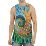 Trippy Fractal Print Men's Muscle Tank Top