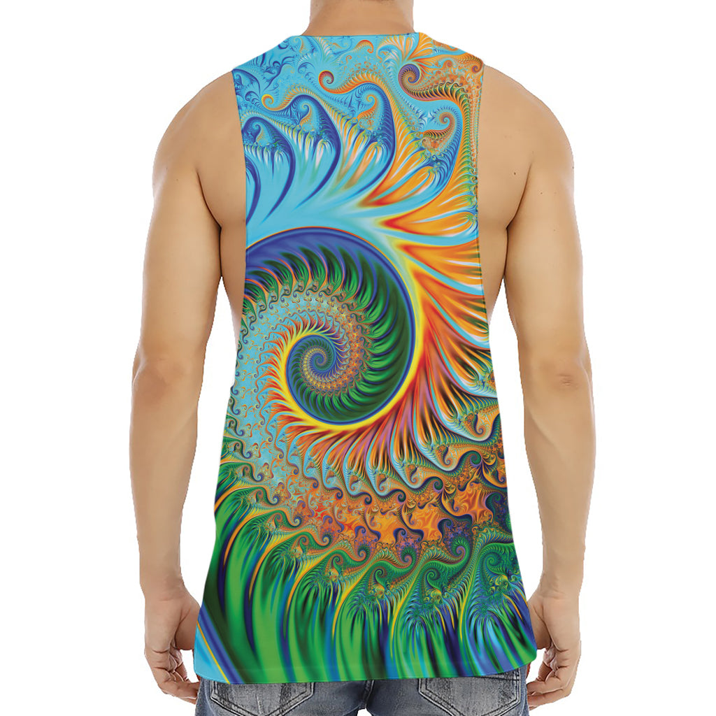 Trippy Fractal Print Men's Muscle Tank Top