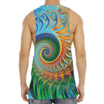 Trippy Fractal Print Men's Muscle Tank Top