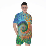 Trippy Fractal Print Men's Rompers