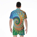 Trippy Fractal Print Men's Rompers