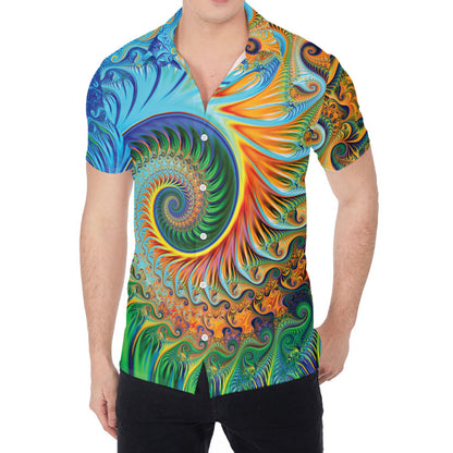 Trippy Fractal Print Men's Shirt
