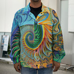 Trippy Fractal Print Men's Shirt Jacket