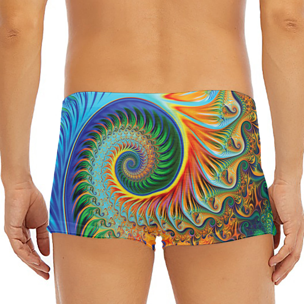 Trippy Fractal Print Men's Short Boxer Briefs