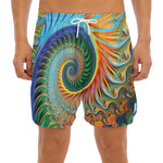 Trippy Fractal Print Men's Split Running Shorts