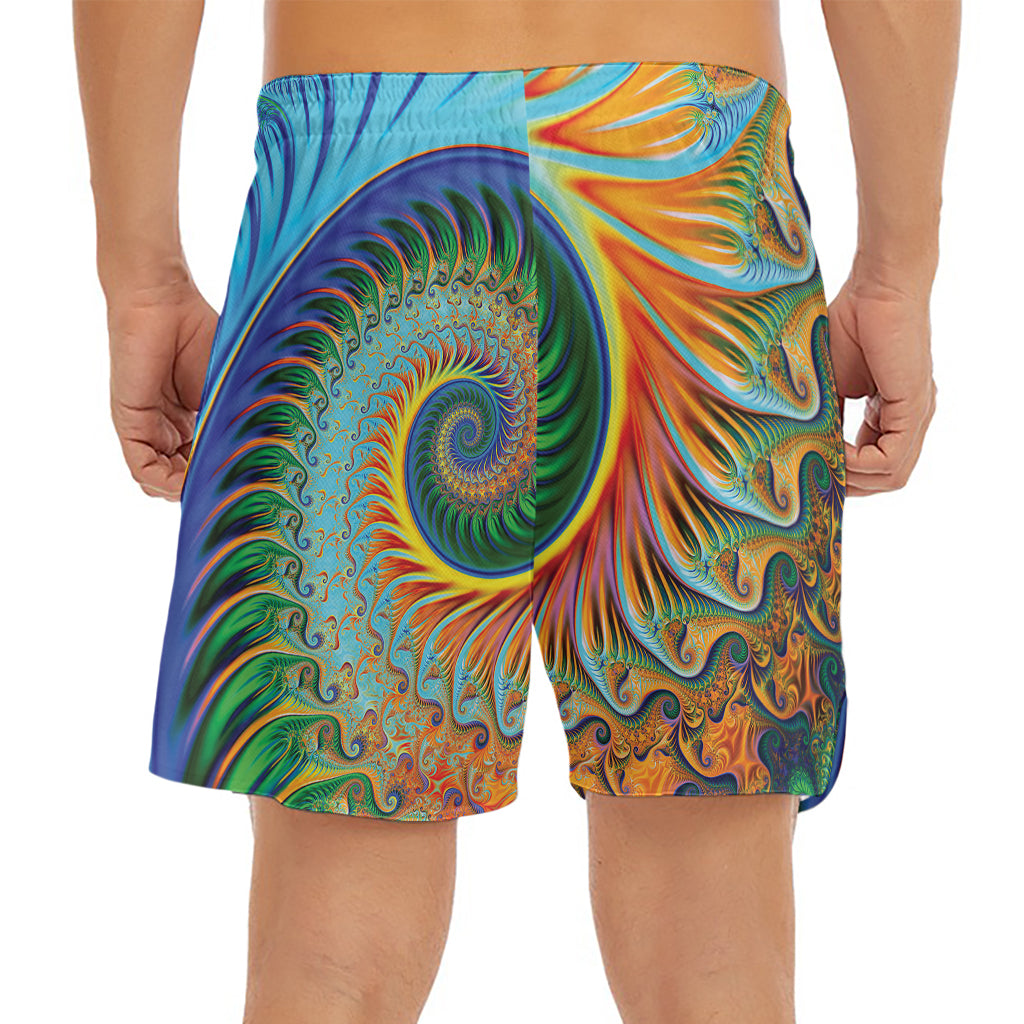 Trippy Fractal Print Men's Split Running Shorts