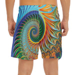 Trippy Fractal Print Men's Split Running Shorts