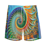 Trippy Fractal Print Men's Sports Shorts