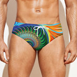 Trippy Fractal Print Men's Swim Briefs