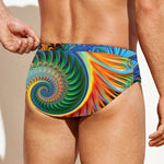 Trippy Fractal Print Men's Swim Briefs